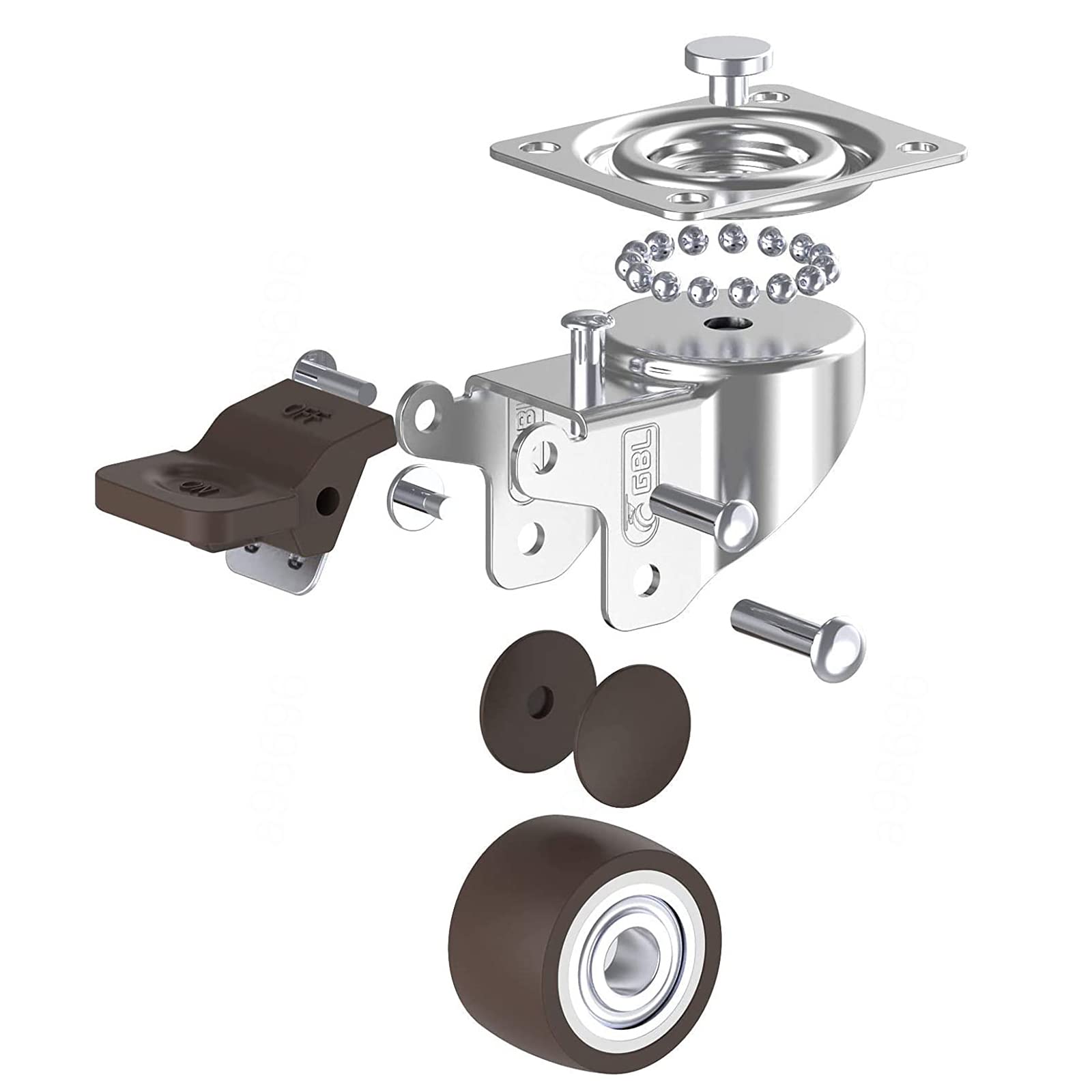Ruote girevoli,Rotelle mobili con Freno,1.5/2-Inch Castor Combo Set,Ruota in Gomma Morbida TPE Marrone,capacità di carico Totale 220Lbs/100Kg Ruote del Pacchetto 4,Swivel-2in