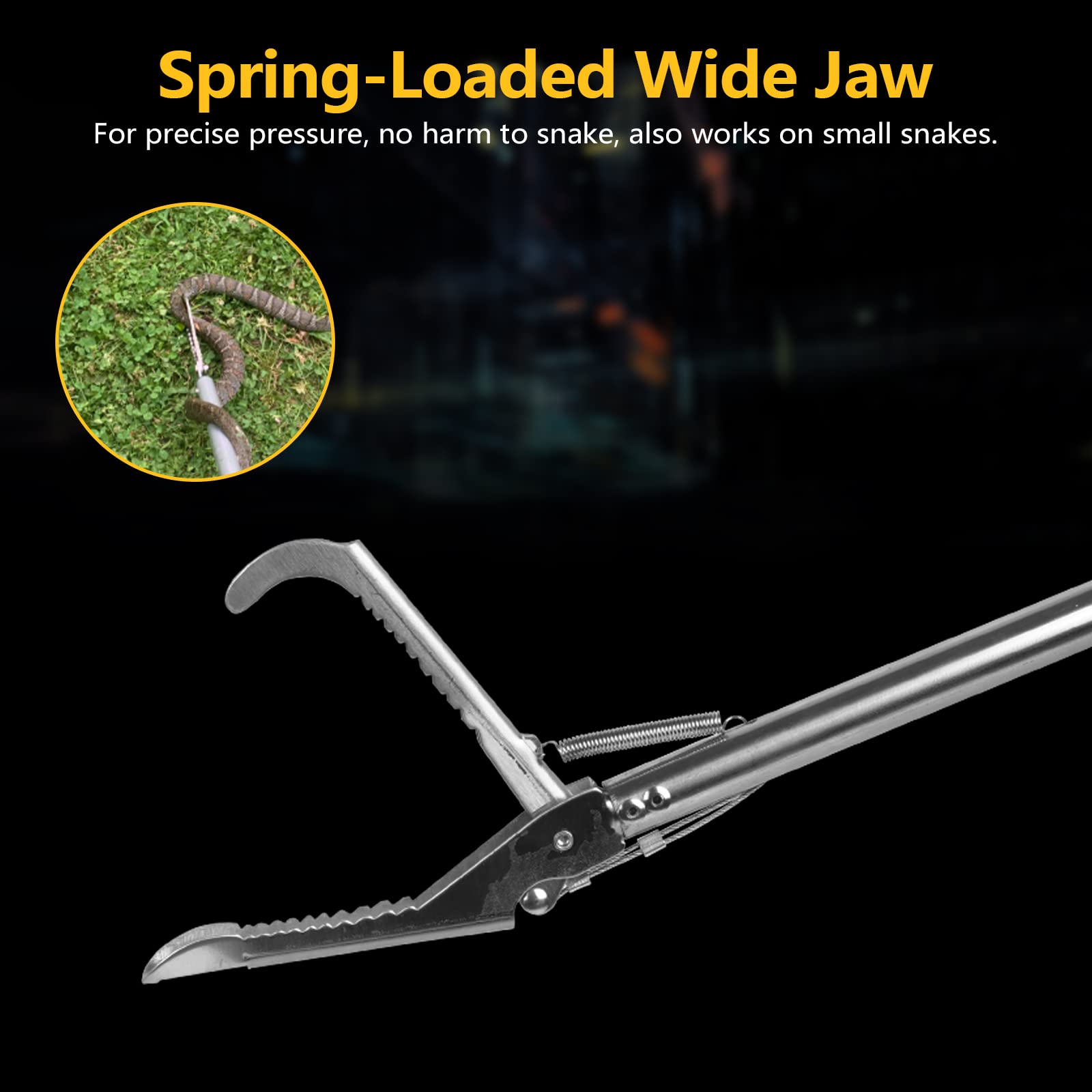Yorikyas 60 Inch Snake Catcher Tong - Professional Reptile Grabber With Wide Jaw And Flashlight