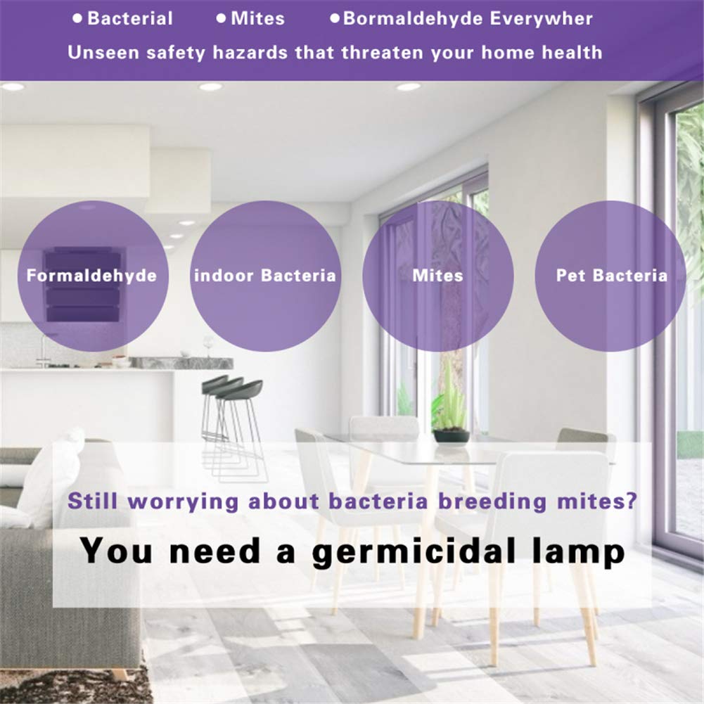 50W UV Esterilizador Lámpara, temporizador de ozono control remoto Filtro de maíz LED E27 Bombillas portátil lámparas ultravioleta UVC accesorio ligero de aire para el hogar Animales