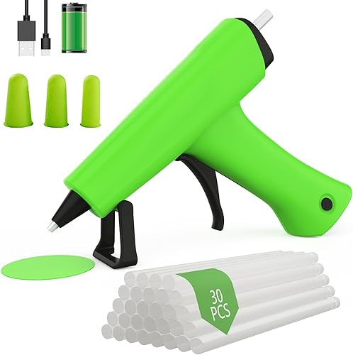 Gartree Pistola de pegamento caliente inalámbrica, kit de pistola de pegamento termofusible de apagado inteligente de 15 minutos con batería