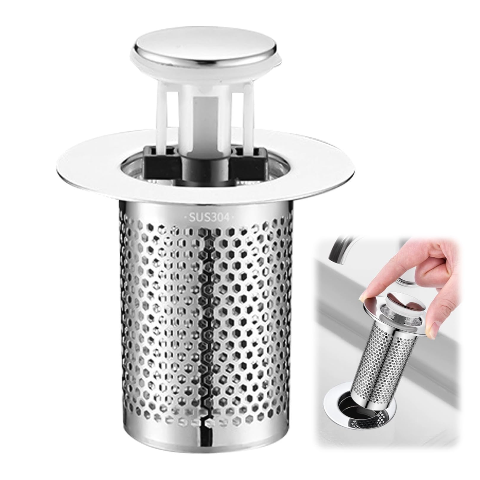 Pop-Up-Abflusssieb Für Badewanne & Dusche – Edelstahl Mit Haarfänger, 2 Stück, Universell Für 2,5-3,7 Cm Abflüsse
