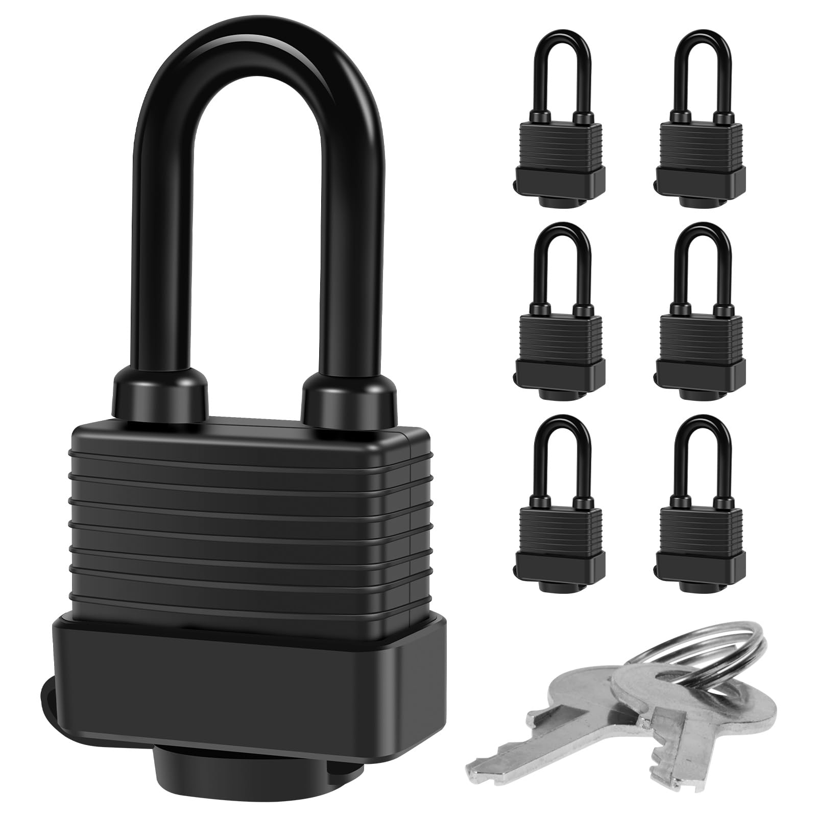6Pcs Waterproof Padlocks with 12 Steel Keys 1-9/16inch Wide Anti-Theft Laminated Steel Lock Set Safety Padlock Heavy Duty Outdoor Security Lock for Outdoor-image-38