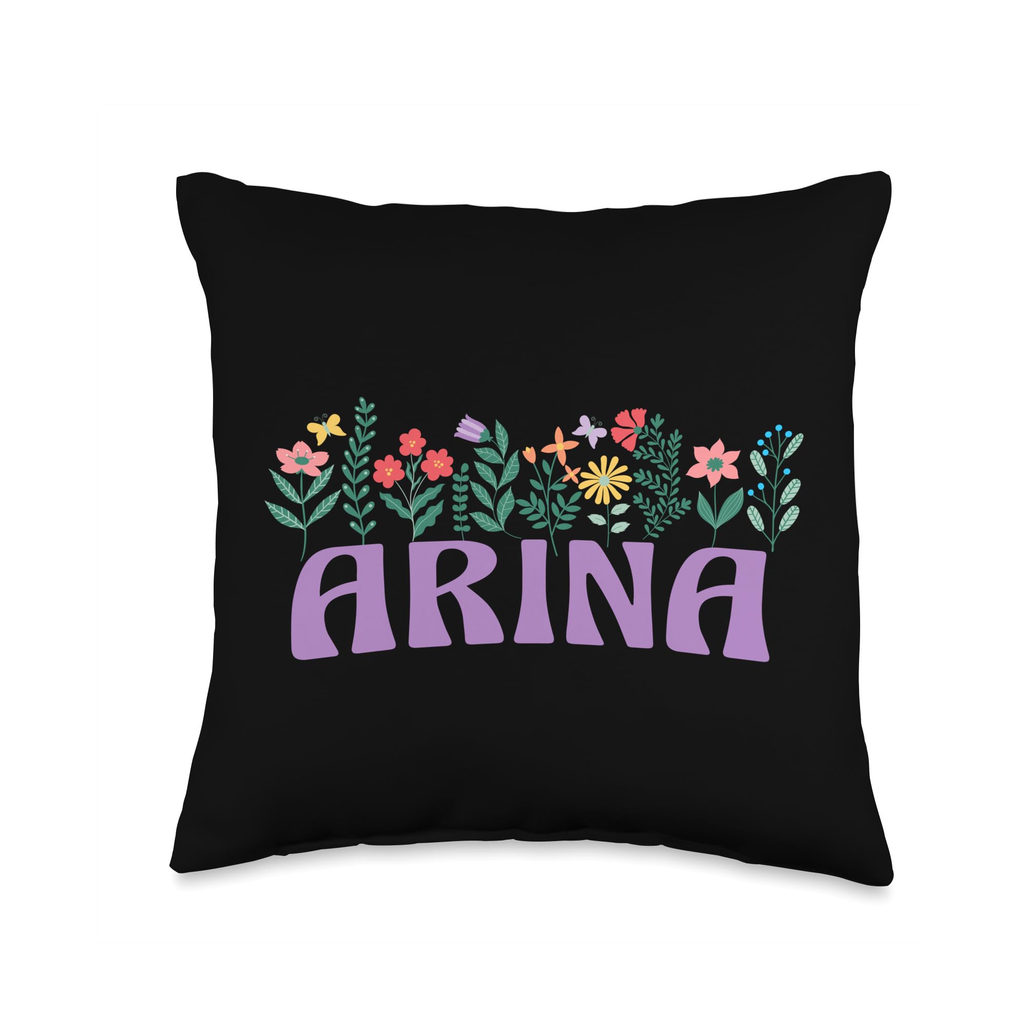 Wildflower Floral ARINA First Name Mother's Day Women Throw Pillow