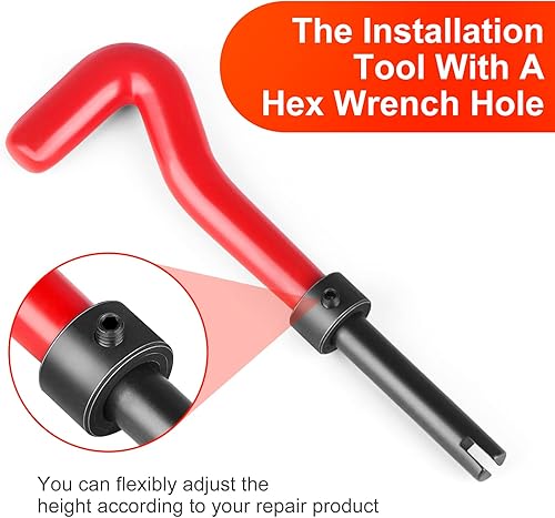 Miniatura 5 de Kit de reparación de roscas M12 X 0.049 in, kit de inserción de reparación de roscas métricas, juego de herramientas de mano compatible para hilo