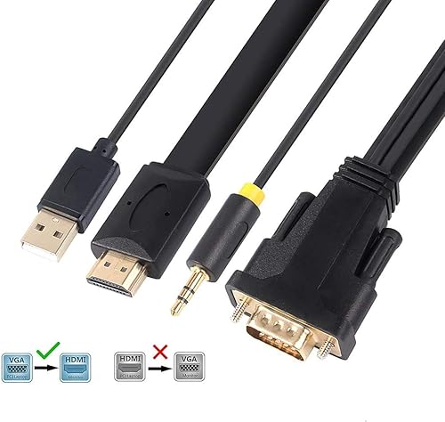 Cable adaptador VGA a HDMI, cable VGA a HDMI de 6.58 pies con audio para conectar PC viejo, laptop con salida VGA a un nuevo monitor, pantalla, HDTV