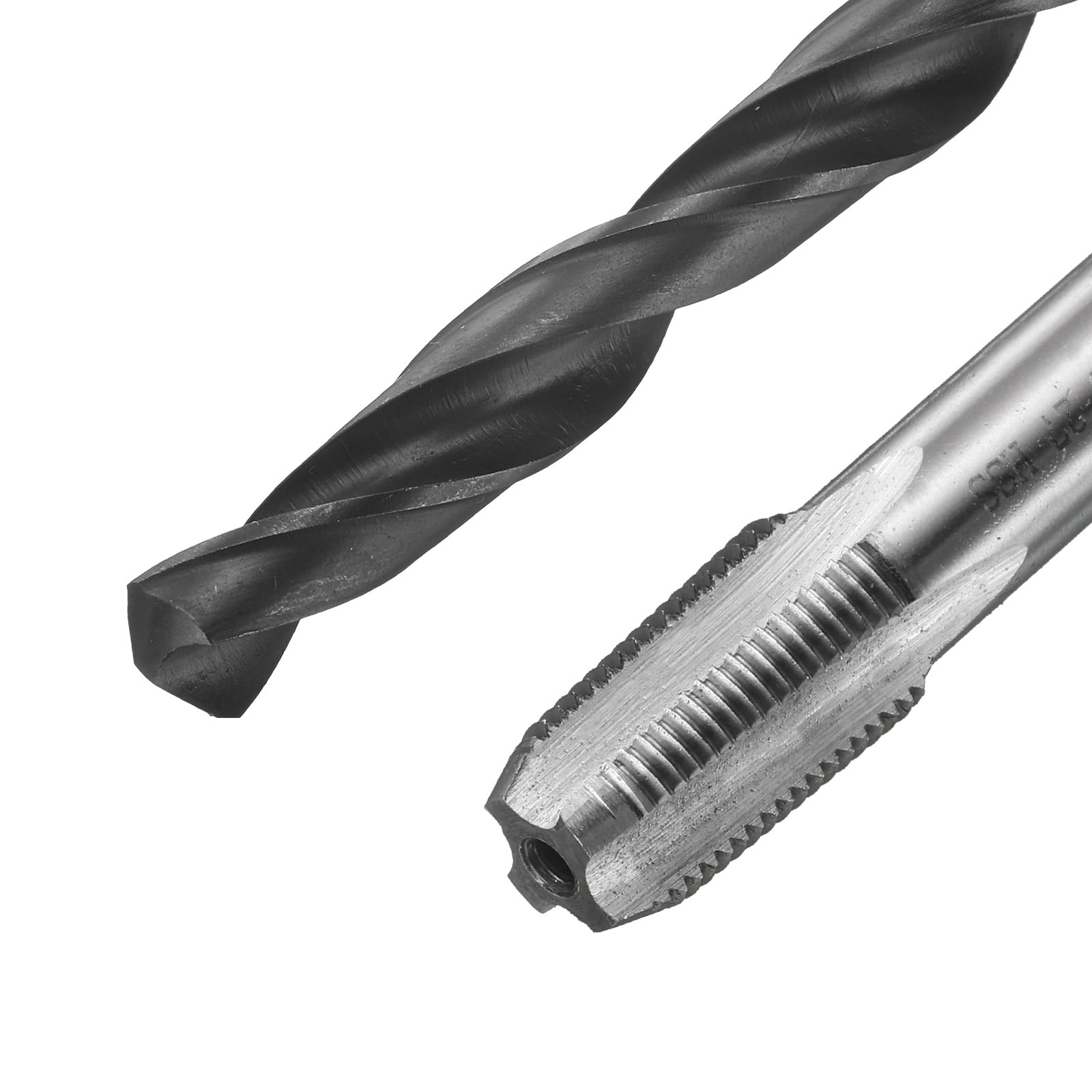 Set di maschi e punte da trapano, 2 maschi per filettatura a scanalatura dritta NPT 1/8-27 e 2 punte elicoidali da 8,3 mm, kit di utensili per filettatura HSS-6542 in ossido nero/non rivestito