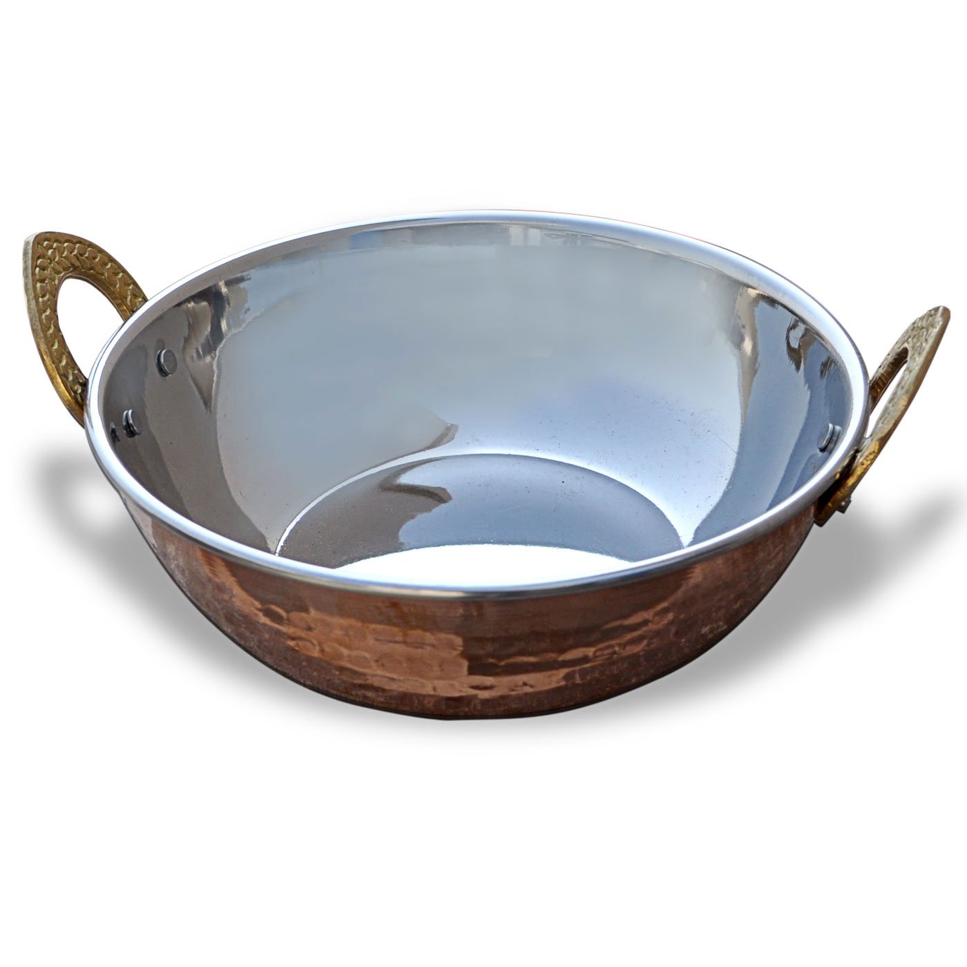 Stylla London® Copper Serving Bowl Indian Karahi Pan Pot Dishes Serve Ware