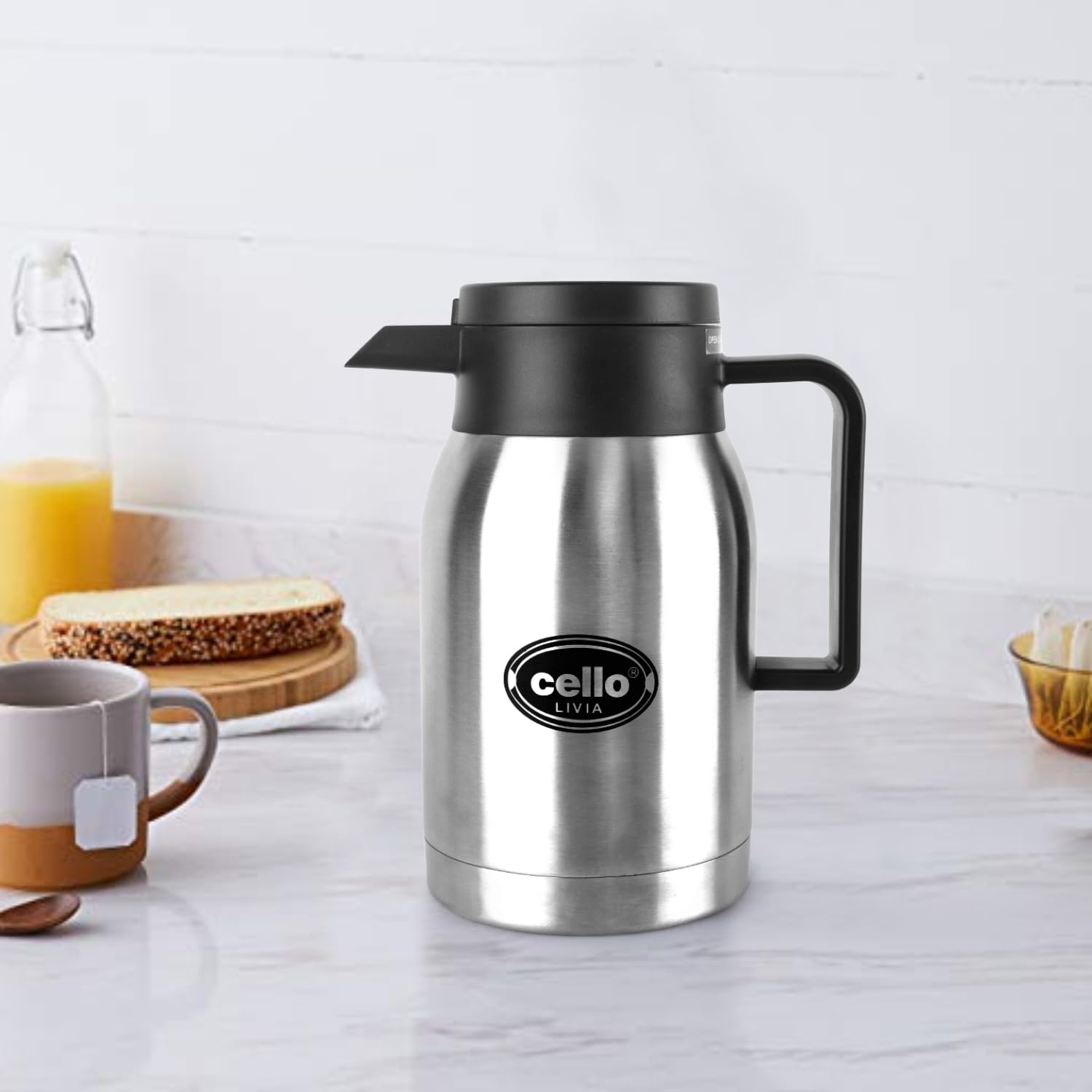 Cello Livia Stainless Steel Carafe, 500ml, Silver - Image 2 thumbnail
