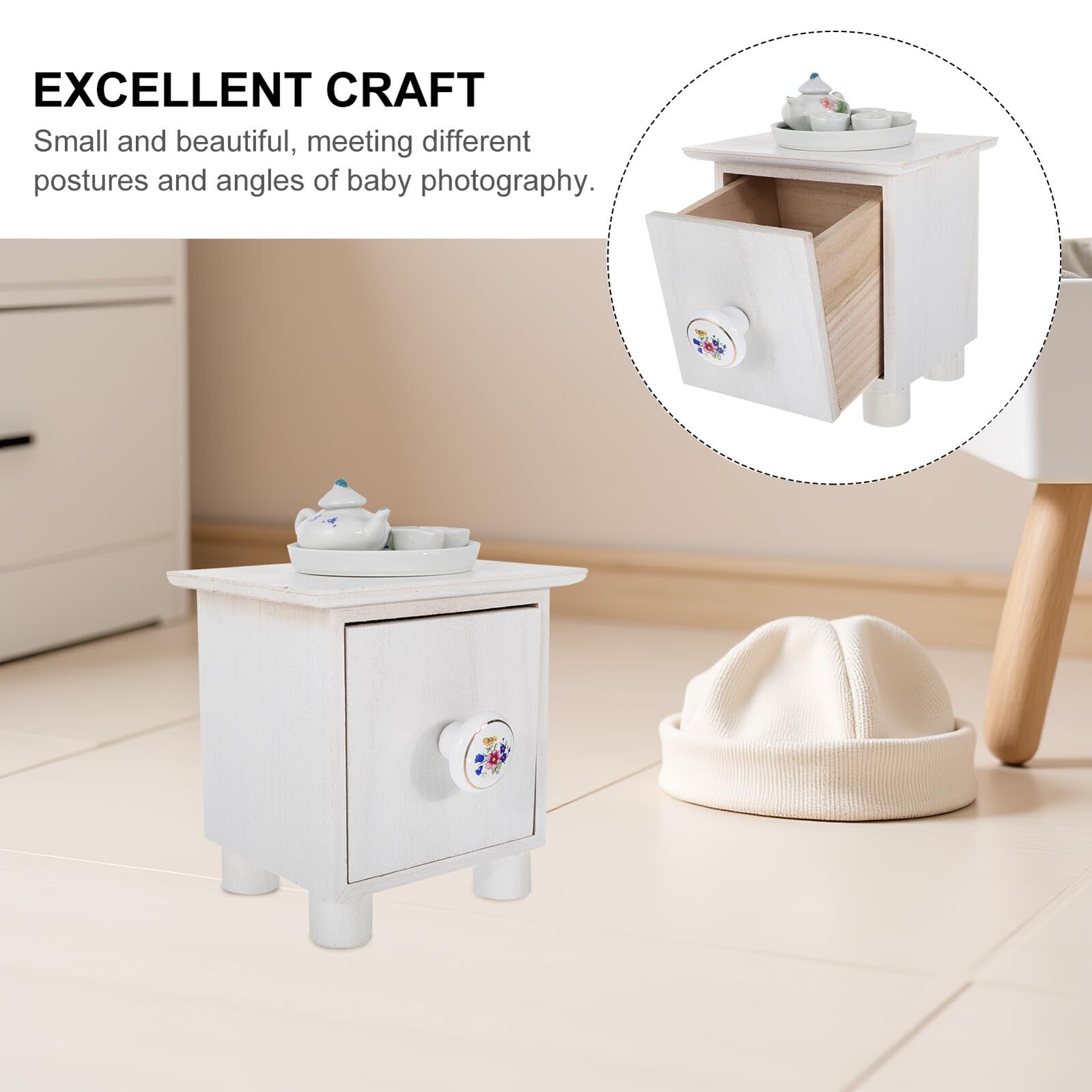 BESTYASH Accessori Fotografici per Ragazzo Ragazza in Legno, Oggetti di Scena per Foto Infantili, Armadietto Decorativo per Sessioni Fotografiche, Set Completo per Sfondi e Decorazioni