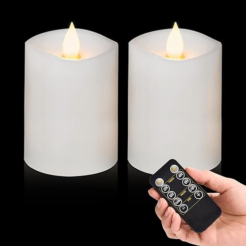 Miniatura 26 de Velas parpadeantes sin llama de 3 x 3, velas LED de cera real con temporizador, velas sin llama con control remoto, velas que funcionan
