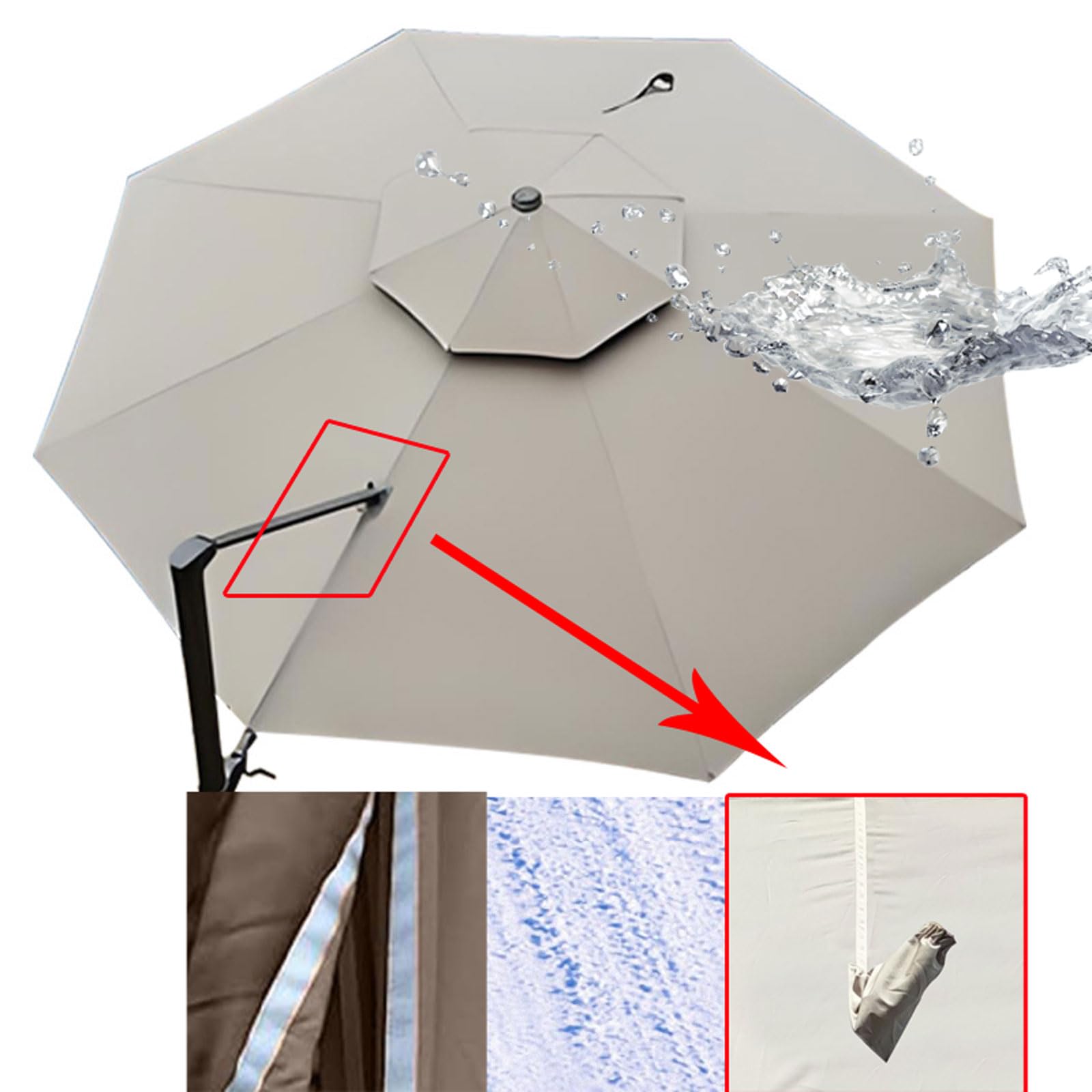 remplacer toile de parasol déporté 3.0m 7 branches Kaki clair