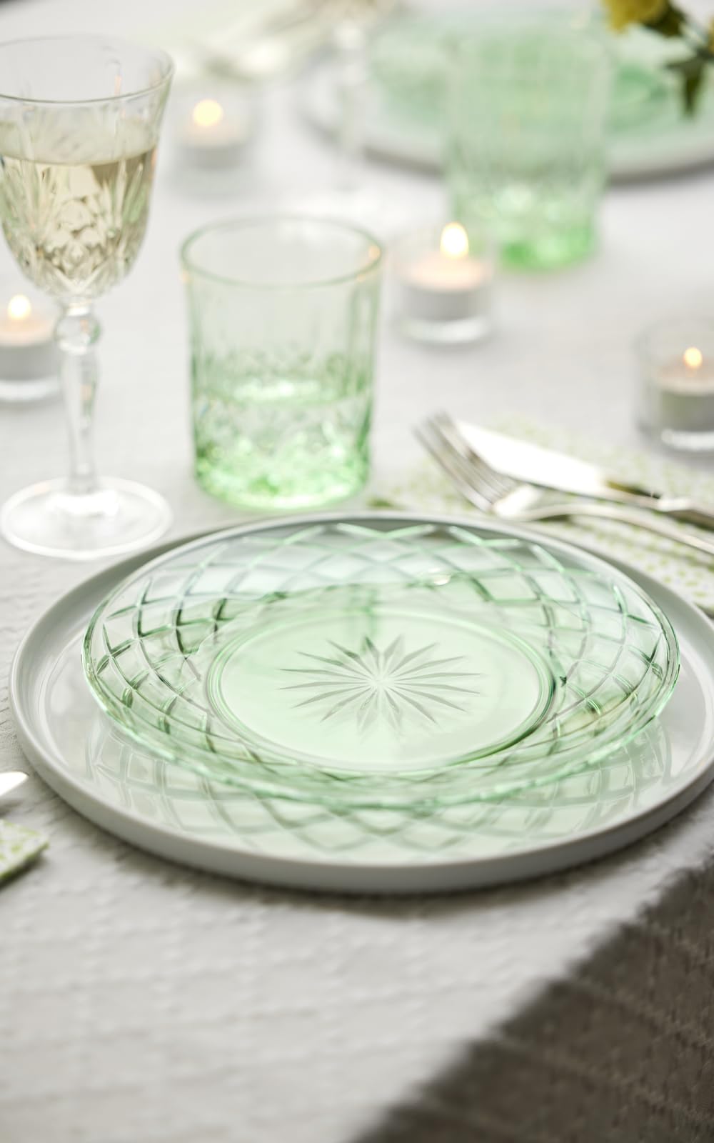 Lyngby Glas Sorrento Cam Tabak 4 Adet Çap:21 Cm Yeşil