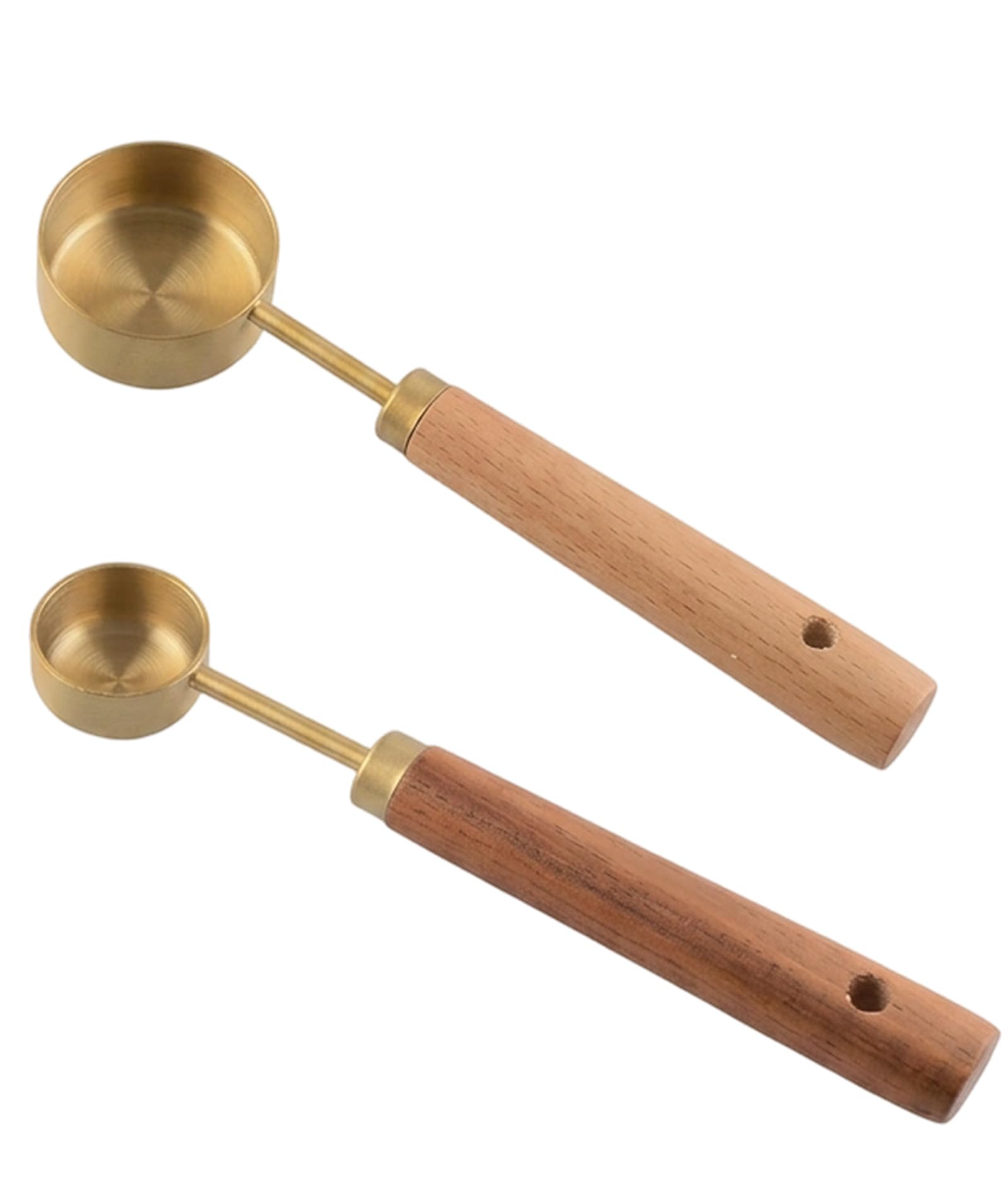 2 PCS Measuring Spoon and Coffee Bean Scoop, Stainless Steel Measuring Spoons Set of Two with Wooden Handles, 15ml and 5ml Capacity for Kitchen Use, Precise Measurement for Coffee-image-11