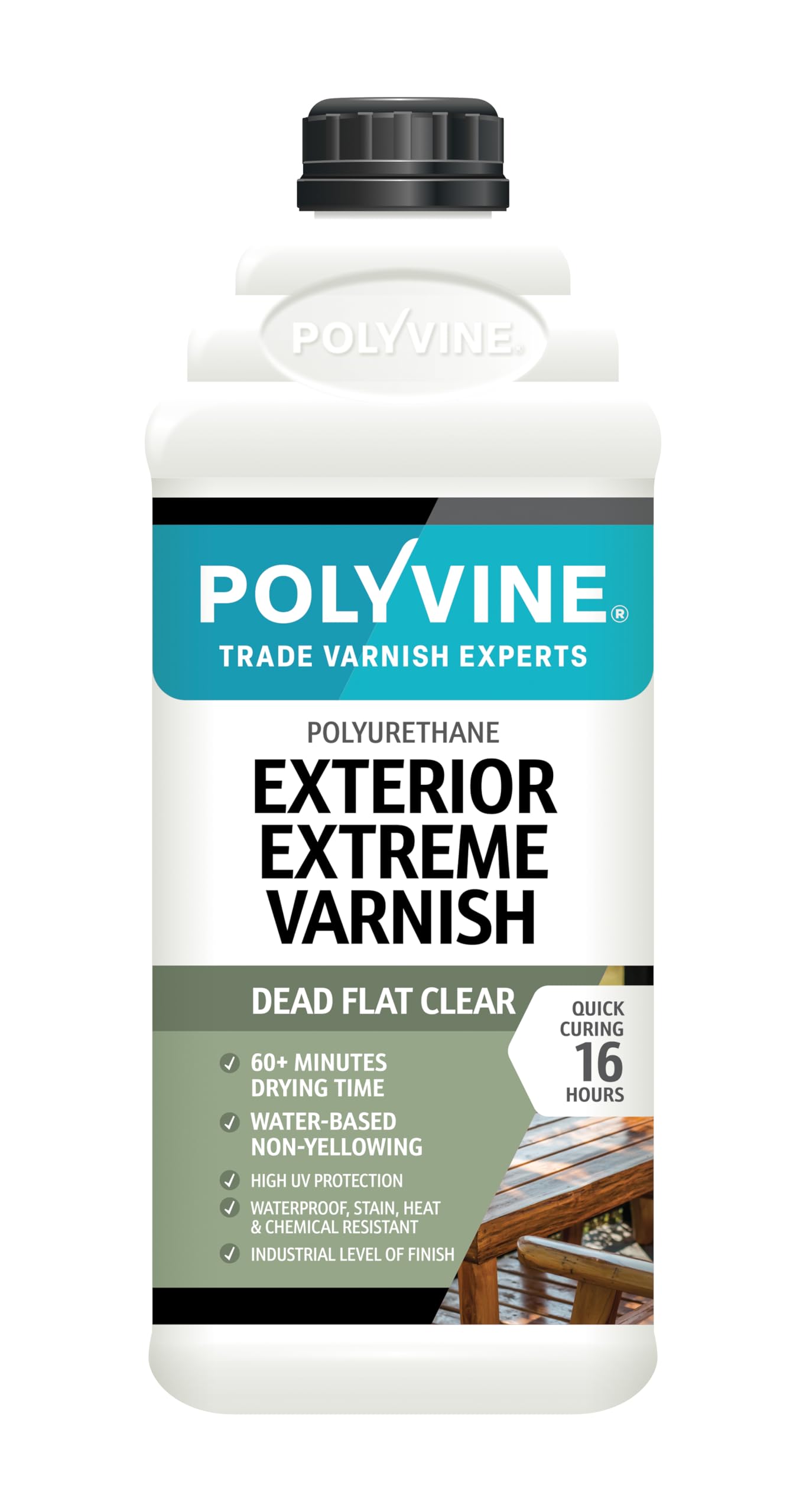 Exterior Extreme Varnish – Heavy Duty Outdoor Waterproof Clear Varnish - Quick Dry Polyurethane Clear Coat Multi Use Protective Coating - UV, Heat, Stain Water Based Sealer (Dead Flat, 2L)