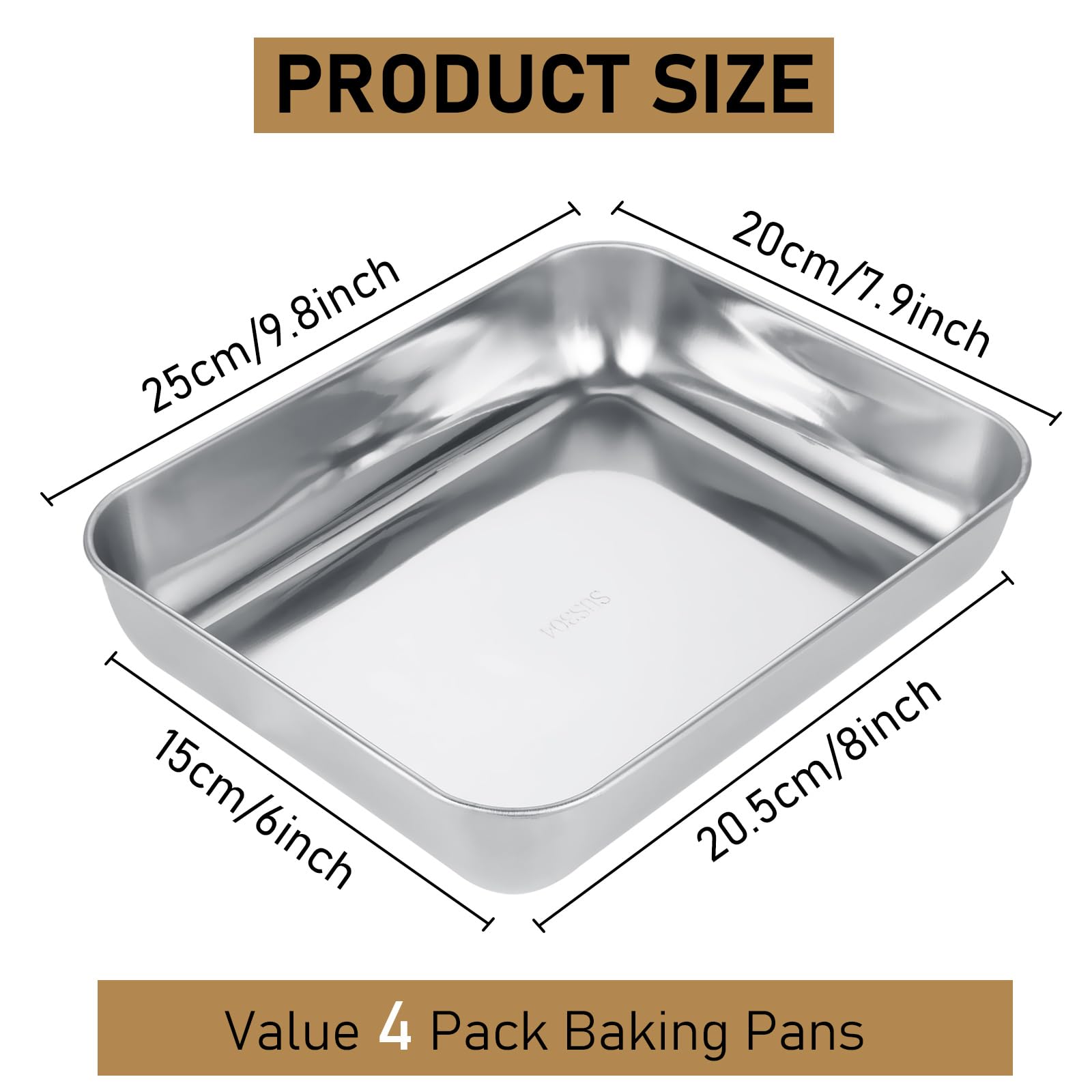 HaWare - Teglia da forno con griglia per torte, in acciaio inox, rettangolare, per cottura/raffreddamento, set da 4 (2 teglie per torte + 2 griglie), sana e atossica, facile da pulire e lavabile in