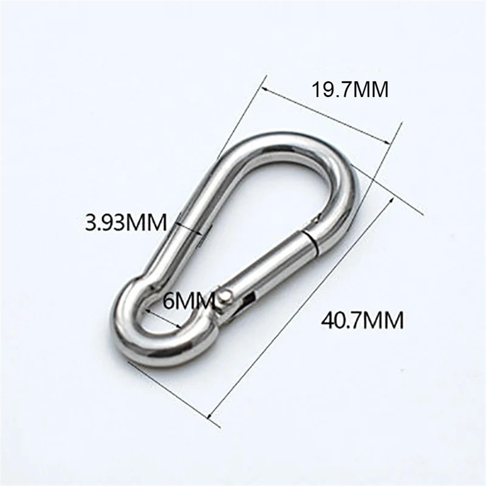1 mosquetón de acero inoxidable 316, llavero con hebilla, resistente al óxido, M4 x 40 mm, para uso al aire libre, camping y escalada