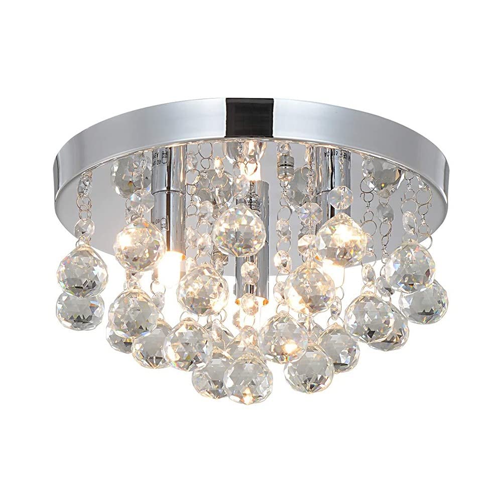 GRAWIT Elegant Crystal Ceiling Light Pendant Lamp Modern Chandeliers Lighting Iron Metal Hanging Lamp With Crystal Droplets For Home Bedroom Living Room Bathroom Hallway Aisle beautiful scenery