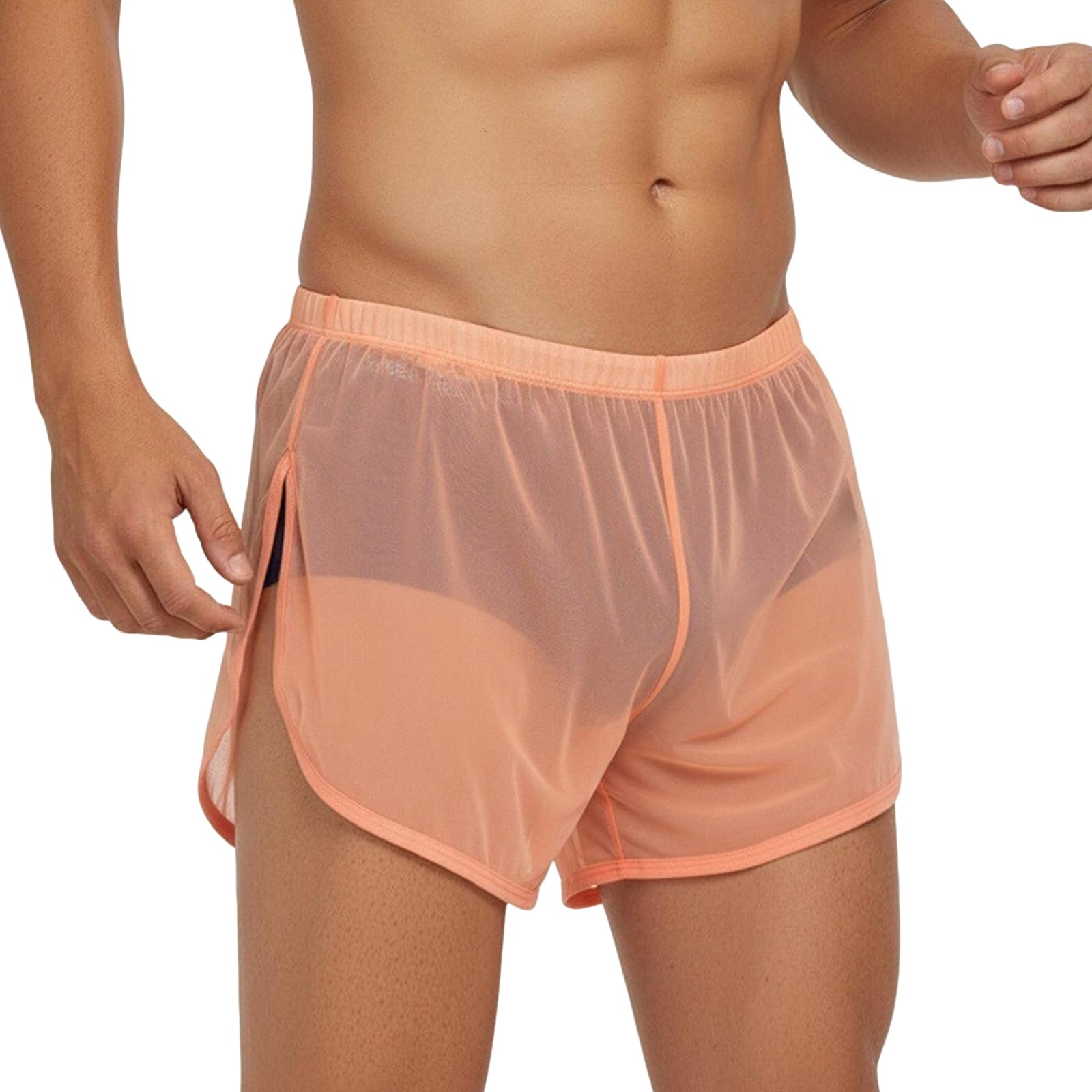 ZAIGELUO Herren Shorts Sexy Unterwäsche Transparent Männer Mesh Boxershorts Durchsichtige Lockere Unterwäsche Atmungsaktive Unterhose Nachtwäsche