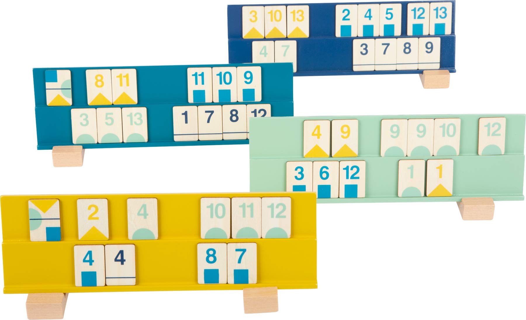 Small Foot 11716 Juego de colocación de números Rummy, de Madera, Juego de Mesa, Colores Modernos. a Partir de 7 años 2 a 4 Jugadores