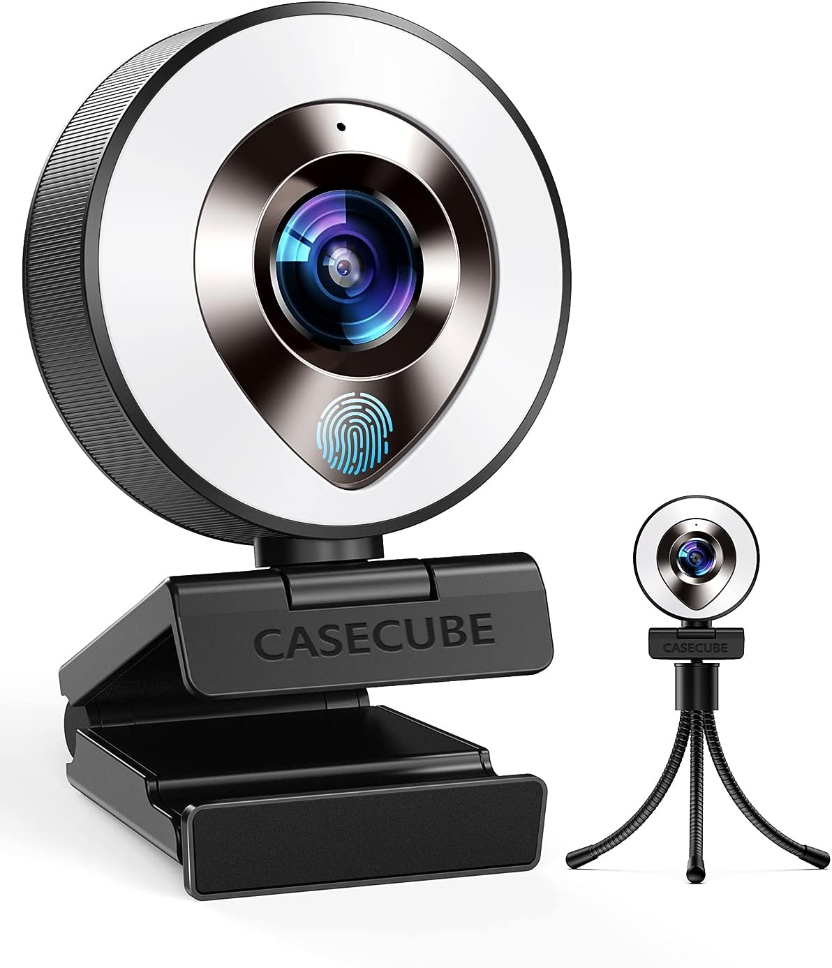 2021 CASECUBE FHD 1080P Webcam with Microphone and Ring Light,Plug and Play Web Camera,Adjustable Brightness,Privacy Protection,Streaming Webcam,USB Webcam for PC Desktop Laptop MAC,Zoom Skype YouTube