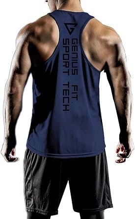 GENIUS STORE Mens Dry Fit Y-back Gym Fitness Athlete