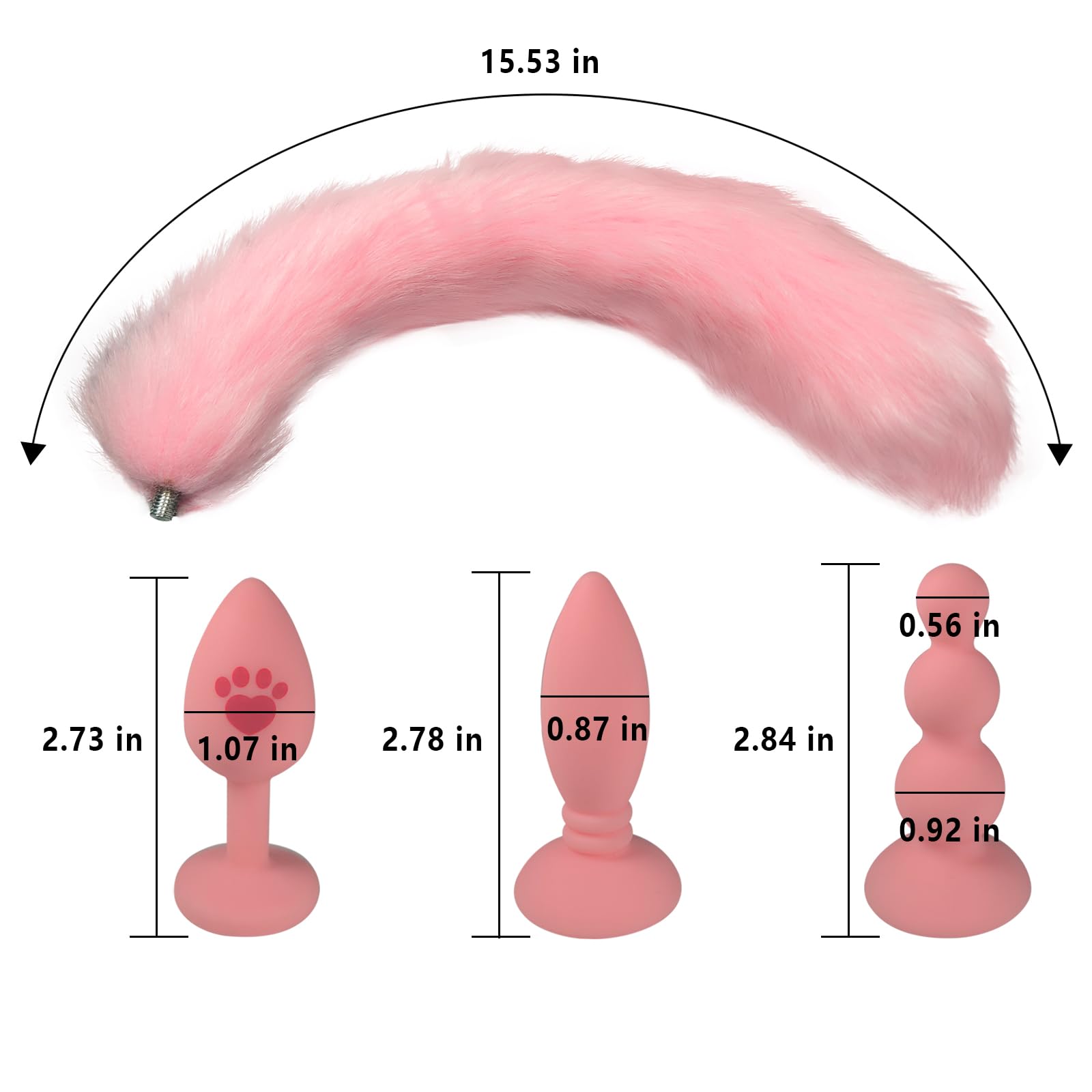 Fox Tail Anal Butt Plug with 3 Replaceable Anal Plugs Silicone Butt Plugs Anal Sex Trainer Cute Sexy Pink Sex Fox Tail Anal Sex Toys for Beginner Women Men Couple Cosplay Anal Tail Sex Toys YLMXHFC: Pink