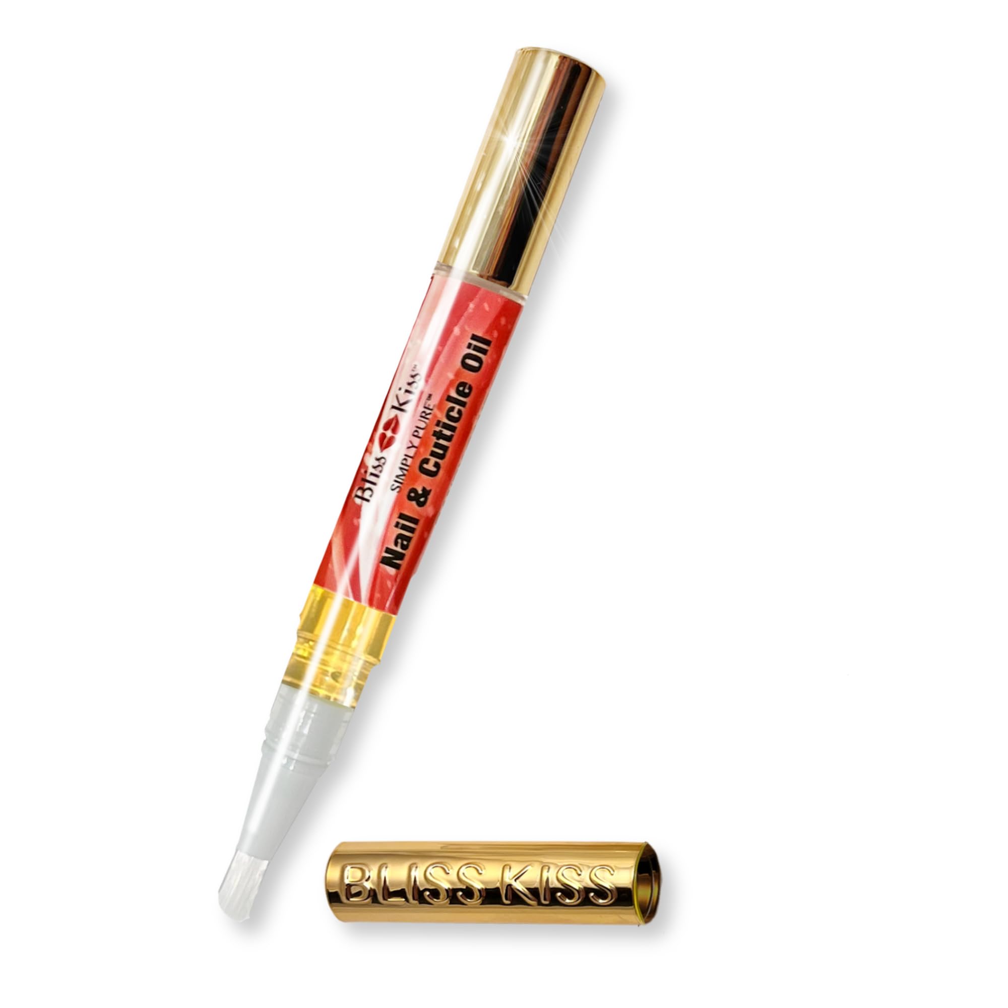 Bliss Kiss | 1 Candy Cane Fragrance | Nail Oil Cuticle Pen w/Vitamin E & Jojoba⏤Nail Strengthener Nail Growth Serum for Brittle Peeling Breaking Thin Nails