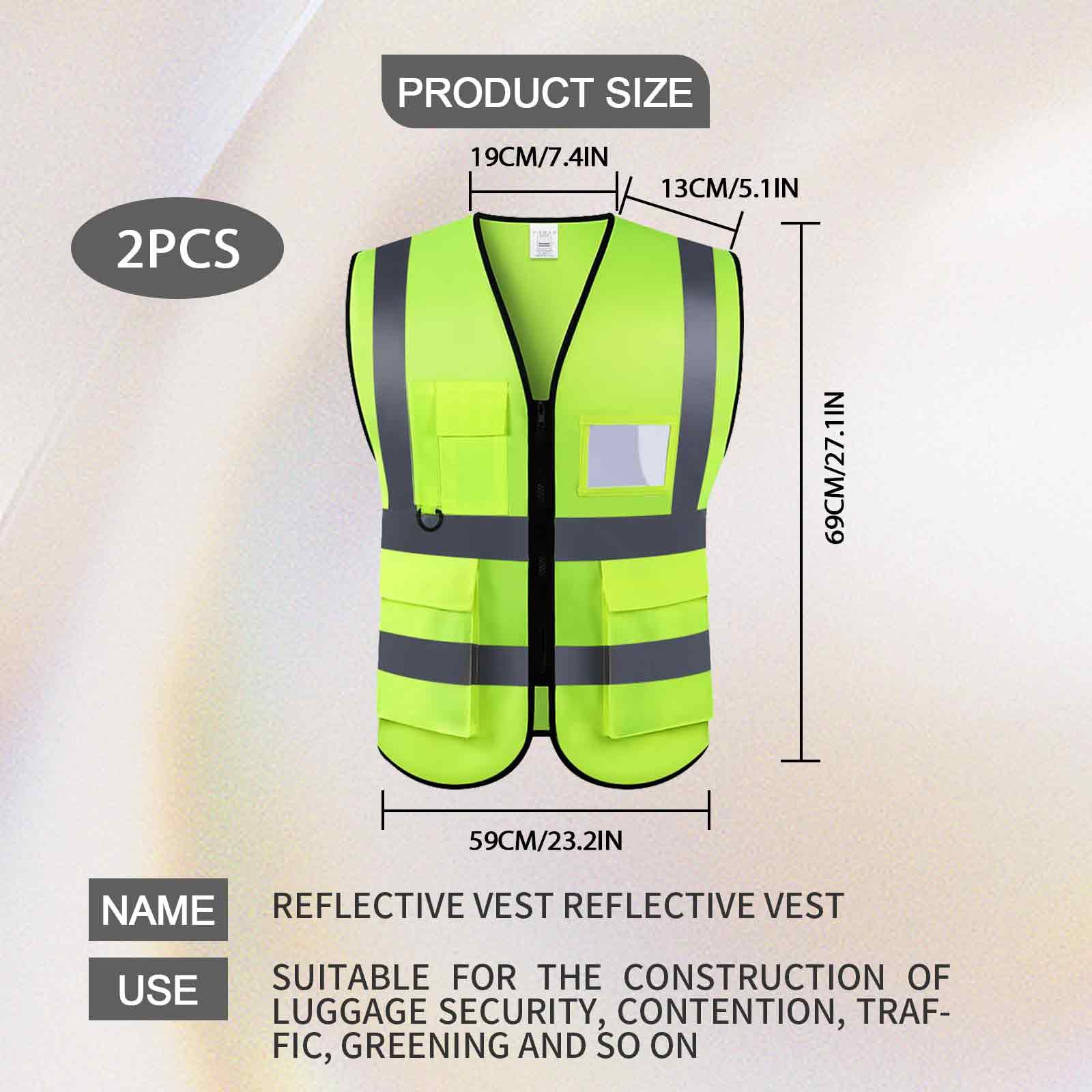 2 Pezzi Gilet di Sicurezza Antinfortunistici Alta visibilità Giacca da Lavoro Riflettente ad Alta visibilità manageriale Gilet Zip Brace Security Porta Cellulare ID Tasca