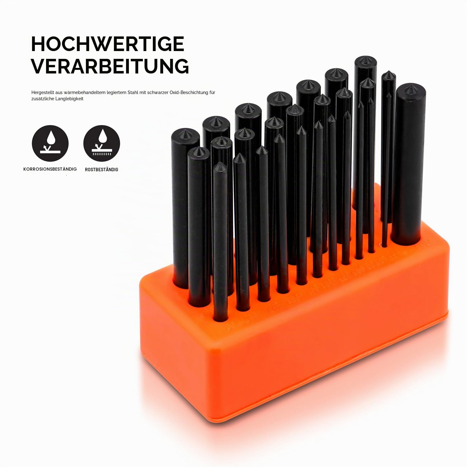 NEIKO 02621A Transferstanzer-Set mit hochwertigen wärmebehandelten Stahl-Stanzern, Lochstanzer-Set, Stanzgrößen 0,9 cm bis 1,27 cm, 28-teiliges Set