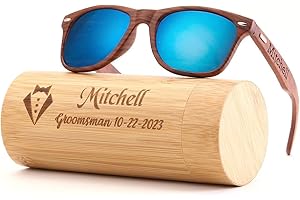 Personalized Wooden Unisex Sunglasses with UV400 Protection: Perfect Gift for Team Groomsmen and Bridesmaids