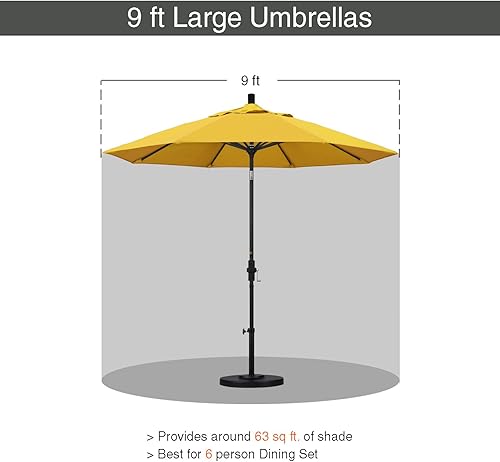 Vista 26 de Sombrilla California Umbrella de 9 pies, de olefina, con inclinación automática y mástil de aluminio bañado en bronce, Rojo, Rojo