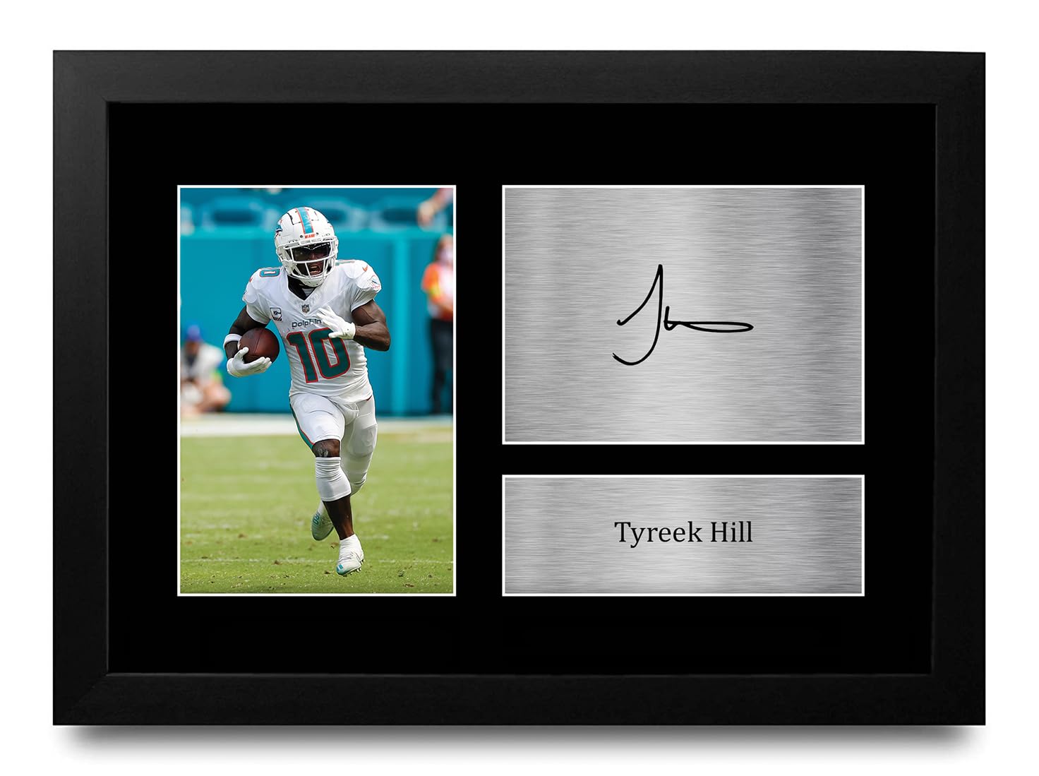 HWC Trading Tyreek Hill Miami Dolphins Gifts Printed Signed Autograph Picture for American Rules Football Memorabilia Fans - A4 Framed