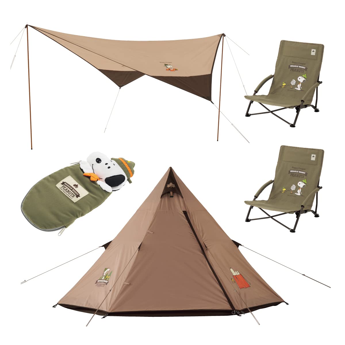 Amazon | ロゴス(LOGOS) SNOOPY Tepee テントタープセット 50000110  