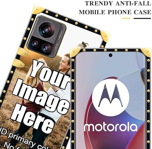 Miniatura 8 de DAIZAG Funda personalizada para teléfono Moto G Stylus 5G 2023, regalo personalizado con fotos, decoración dorada de lujo, funda protectora cuadrada