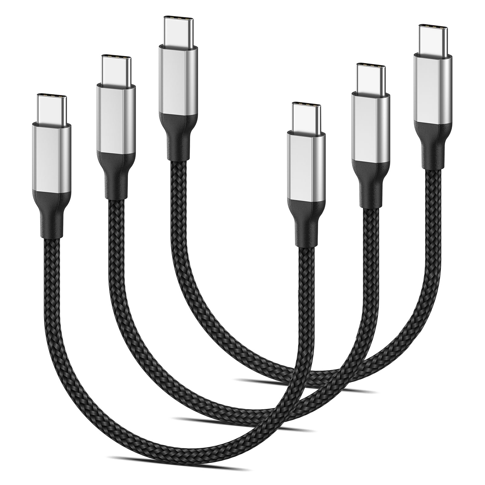 1ft USB C to USB C Fast Charging Cord Short, 3Pack for iPhone 17/16/15 | 3A Fast Charging, MFi Certified, Nylon Braided Cord for iPhone 17/16/15, iPad Air/Pro, Galaxy S26/S25, Z Fold 6/Flip 7, Moto