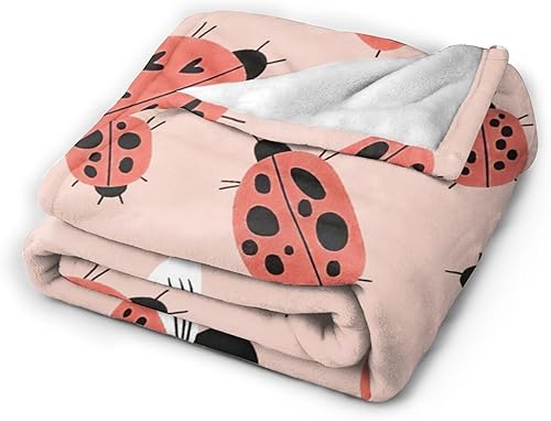 Miniatura 5 de Manta de mariquita para mujeres y niñas, acogedora y esponjosa de color rojo, diseño de mariquita, manta de forro polar, suave y cálida, manta de