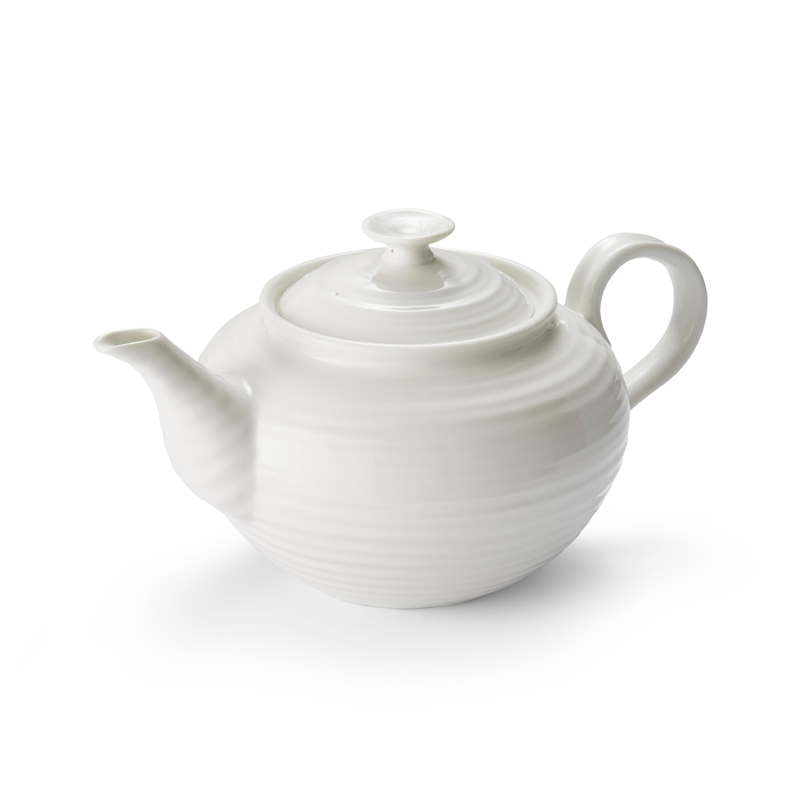 Portmeirion x Sophie Conran White Porcelain Teapot - Classic English 2 Pint Teapot with Handle, Suitable for Afternoon Tea, Gifting, or Everyday Entertaining