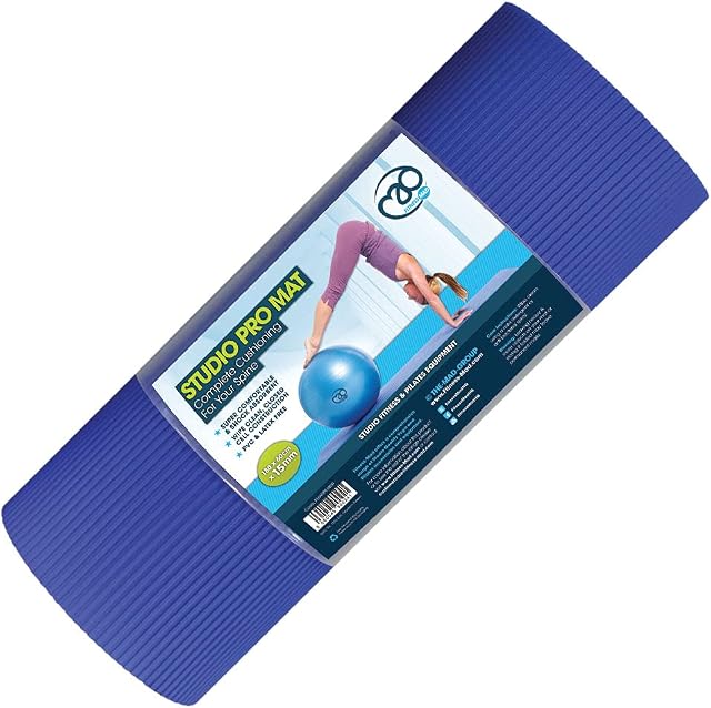 Fitness Mad Studio Pro Mat, Dual Sided, Eco Friendly TPE Exercise Mat, Blue, 180cm x 60cm x 15mm