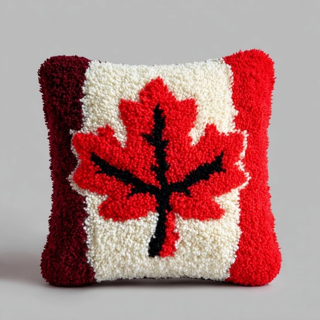 AxiangziK Latch Hook Pillow Cushion Cover Kit,Maple Leaves