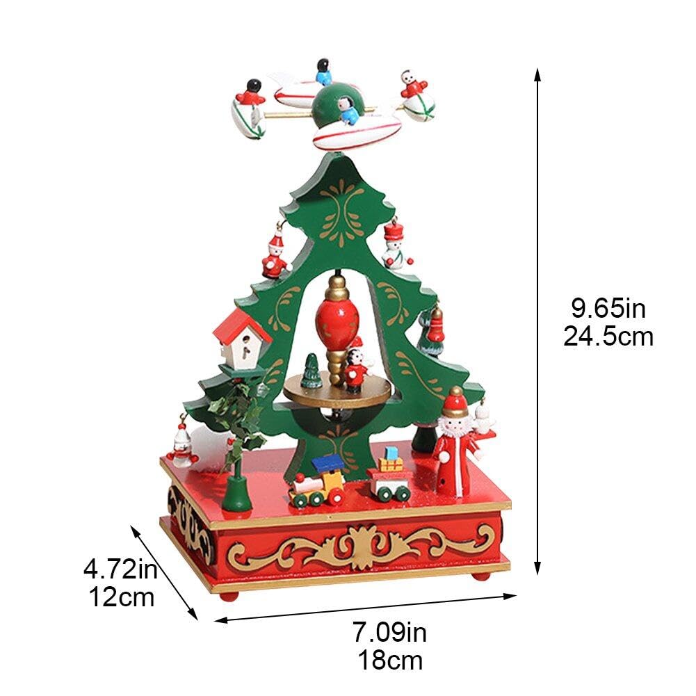 Boîtes d'arbre De Noël Boîte D'ornements en Bois Bricolage Boîte D'octave Cadeaux pour Enfants Anniversaire du Nouvel an Décorations À Bascule Cheval
