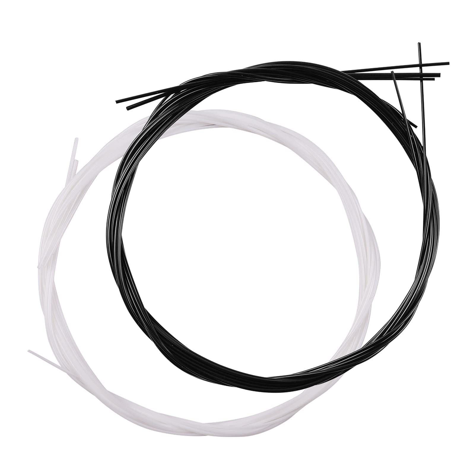 RUSUO 4pcs/Set Nylon Ukulele Ukelele Uke Strings for 21 Inch Soprano/ 23 Inch Concert/ 26 Inch Tenor Ukuleles(.024-.026), Pack of 2 Sets (Black + White),Ukulele Strings Soprano