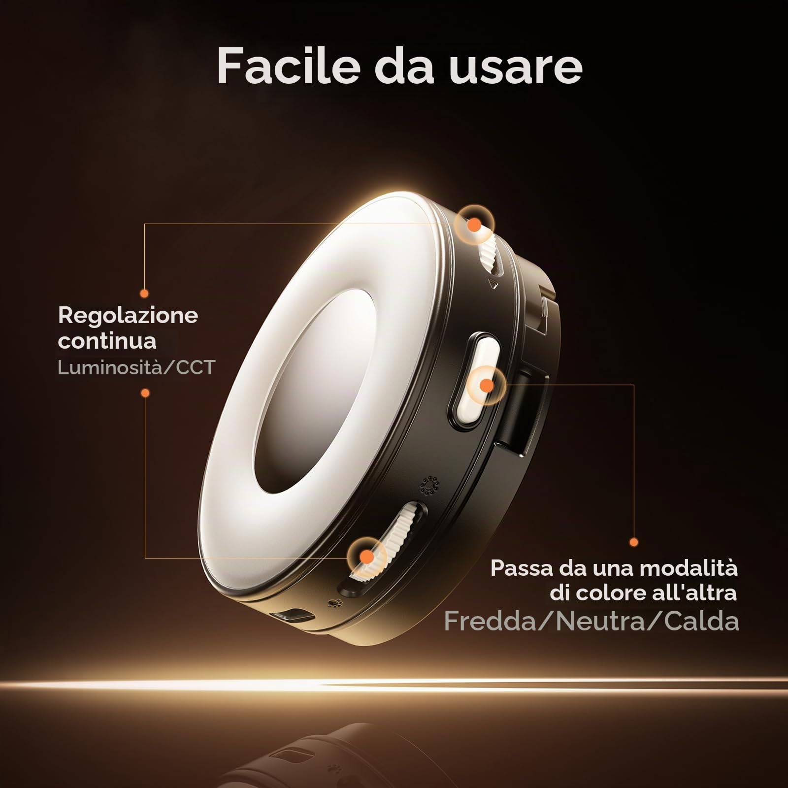ULANZI ML05 Luce selfie per telefono, Luce ad anello magnetica per selfie con specchio, 9000K CRI≥97, Ring light portatile per smartphone ad angolo completo per viaggi, vlog, foto e video, Nero