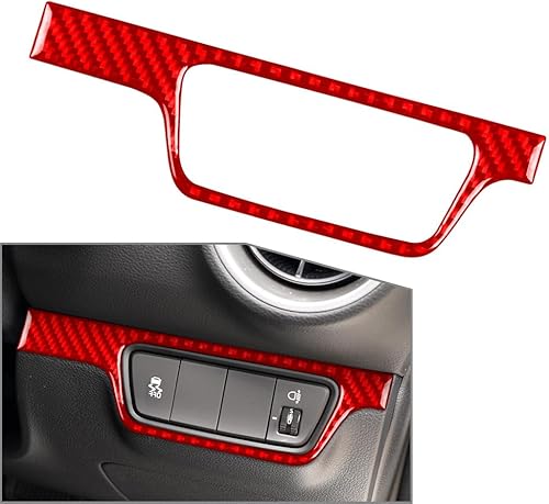 Miniatura 2 de Newsmarts Panel de control del marco del interruptor de los faros delanteros del automóvil, cubierta decorativa de fibra de carbono para Kia Forte