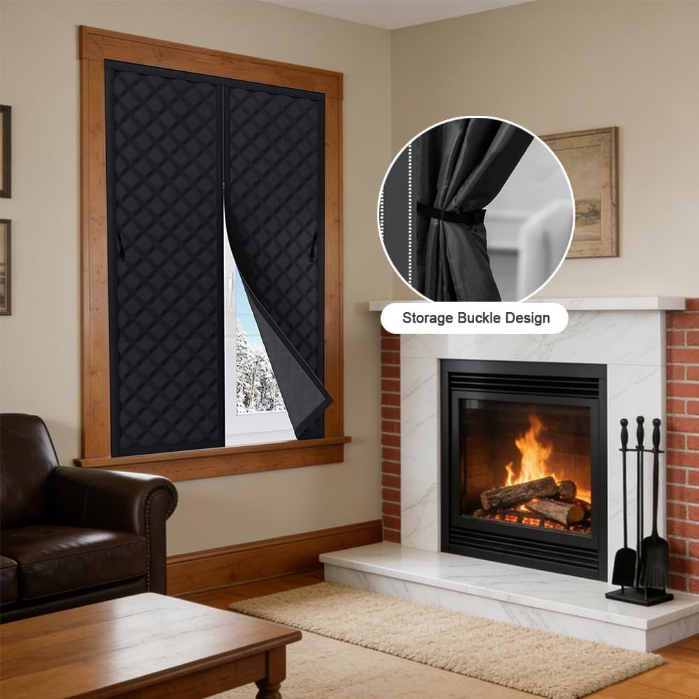 Insulated Window Curtains for Winter Window Insulation Kit 32" 48" 58" 79" Thermal Windows Cover for Bedroom Attic RV Garage Winterizing Insulation Blanket(Gray,W 43 x H 43 in)