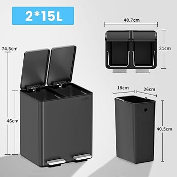 Amazon｜mVm ゴミ箱 30L 横型2分別 2×15L ダストボックス ペダル