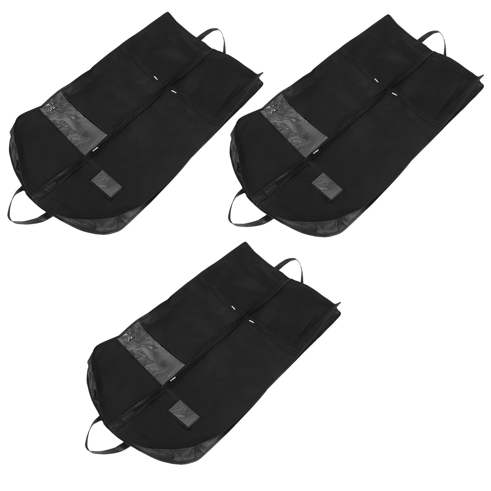 TEHAUX Borsa Porta Abiti per Proteggere Vestiti da Polvere e Danni Non Tessuto da Viaggio Nero 3 Pezzi con Cerniera e Tasche Grande per Organizzazione Armadio Quotidiana