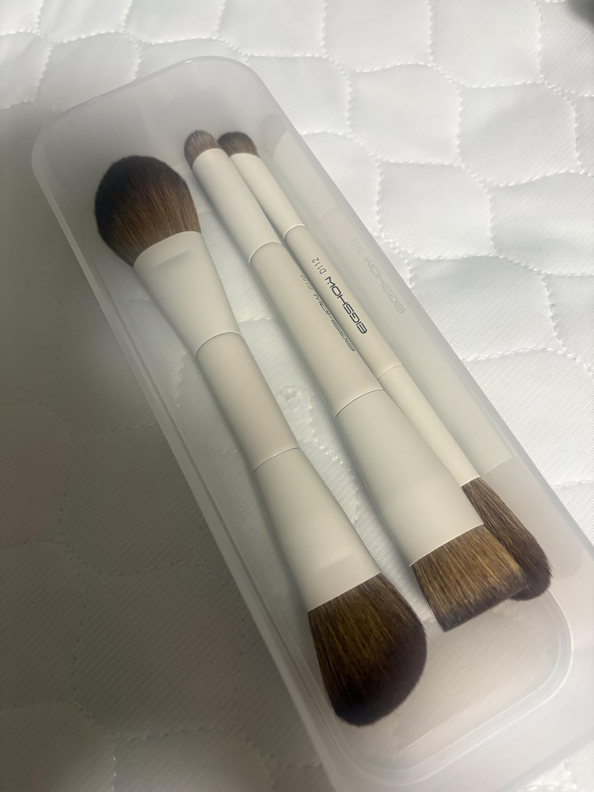 EIGSHOW Makeup Brush Set, 3Pcs Dual Ended Face Makeup Brushes for Foundation Powder Contour Highlight Concealer Nose Shadow, Travel Gift Set (Cyan)