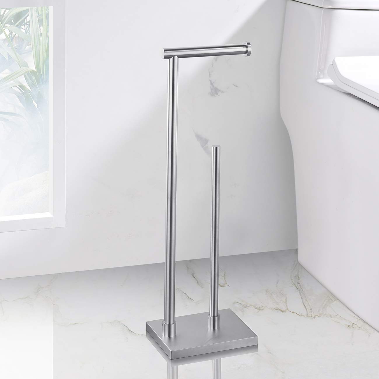 KLXHOME F02N2 - Porta rotolo di carta igienica autoportante in acciaio inox, finitura spazzolata