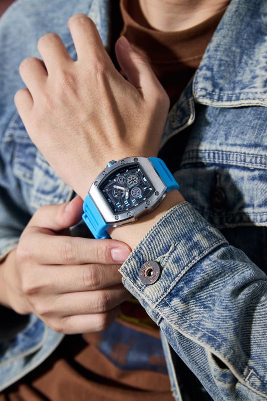 Image of Giordano Square Analog Casual Sporty Watch for Men - Mechanical-Inspired Design dial, Quartz Movement, Silicon Strap and Date Display Function - GZ-50150
