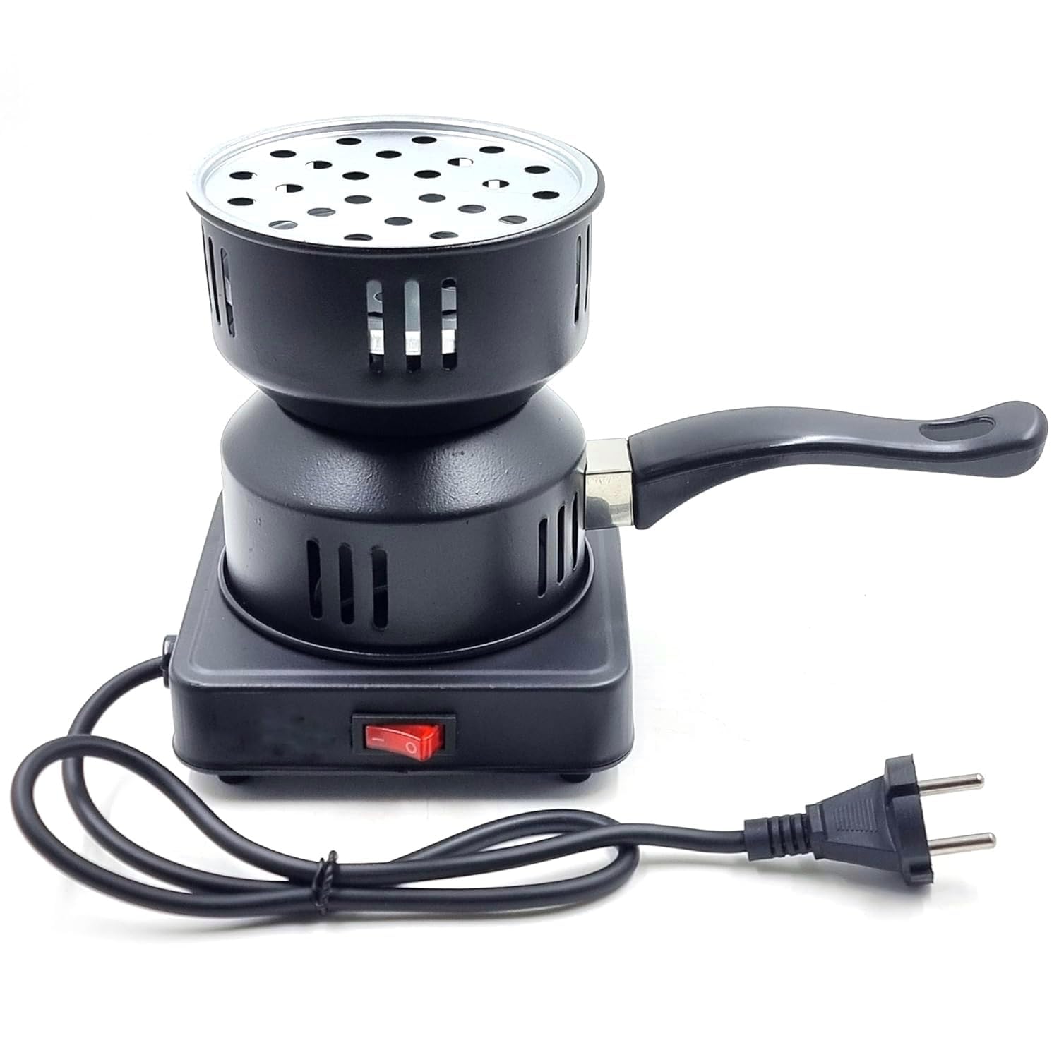 Electric Charcoal Burner with Wooden Handle Mesh Basket | Fast Coal Heater for BBQ, Incense, Cooking | On/Off Switch | Extra Mesh-image-24